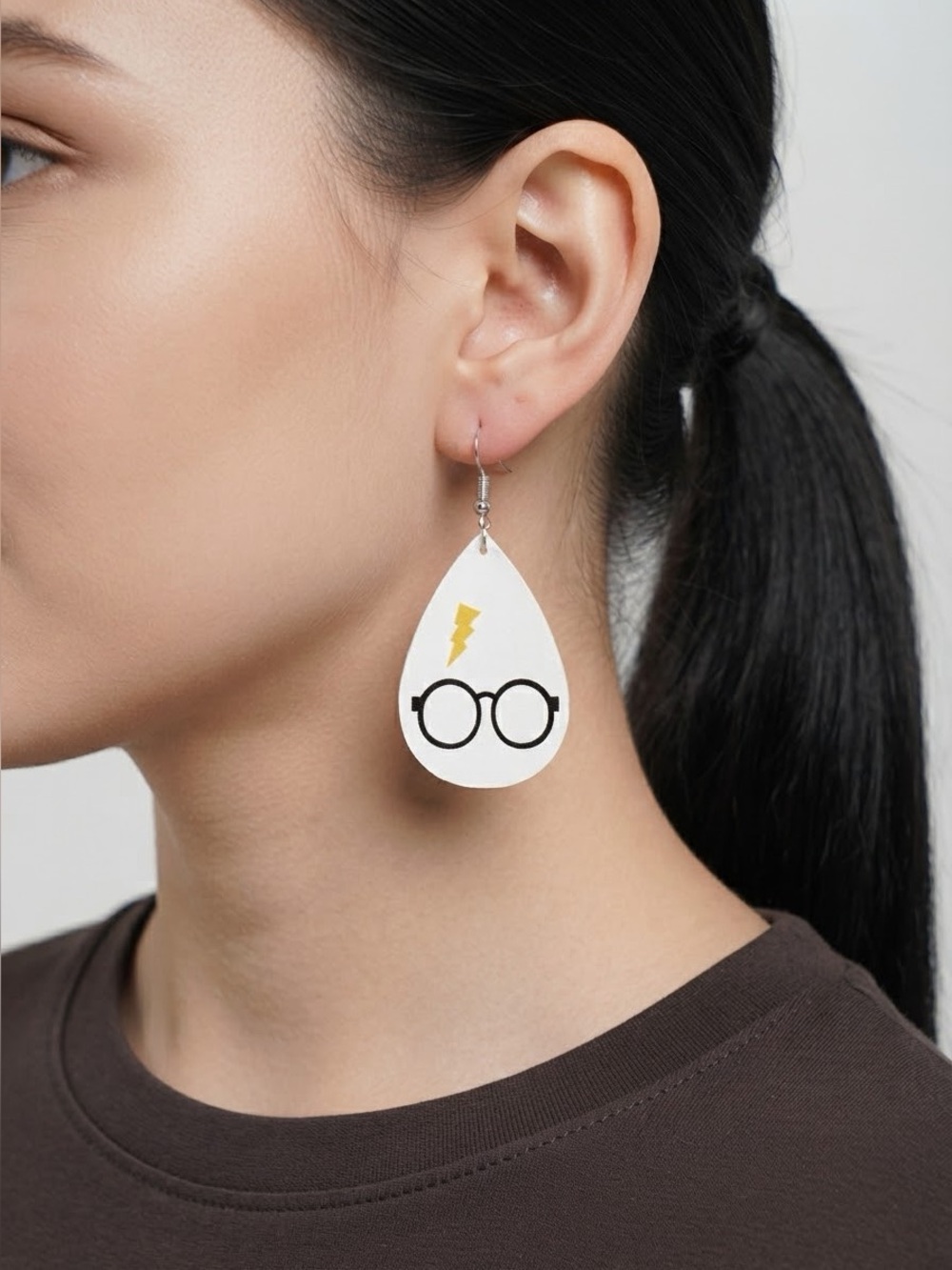 Harry Potter Teardrop Earrings | Black Glasses & Lightning Bolt Scar